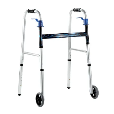Bliss Medical Brushed Steel Standard Adult Two-Gap Trigger Release Folding Walker for Seniors Light Weight Waterproof Class I