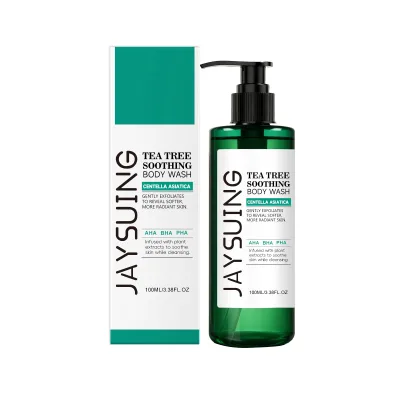 Private Label Gentle Body Wash Acne-Prone Skin Mild Exfoliating Tea Tree Gel Non-Irritant Bubble Deep Cleaning Refreshing