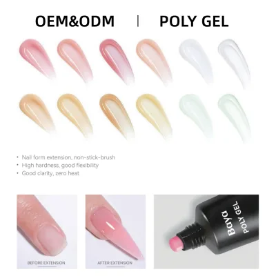 BAYA Poly Gel Professional Color Extension Gel Non-sticky Brush High Hardness Good Flexibility zero Heart OEM ODM Custom logo