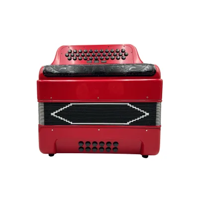 SEASOUND Professional 34-Button 12-Bass 3-Register Accordion with Red Body and Black Grill Black Buttons Acordeon JB3412C