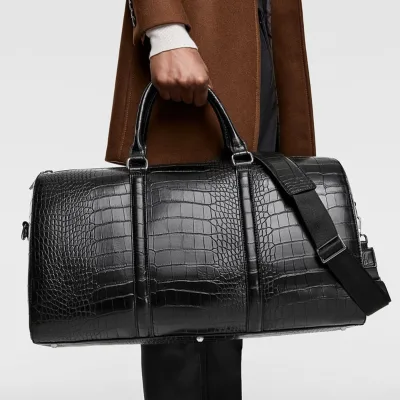 Luxury Carry on Overnight Travel Weekend Custom Full Printing Men Women Crocodile Pu Leather Luggage Travel Weekender Duffel Bag