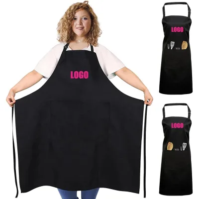 Customized Logo Hair Stylist Apron with 2 Pockets Hair Salon Resistant Long Hairdresser Aprons Adult Uniform Work Black White