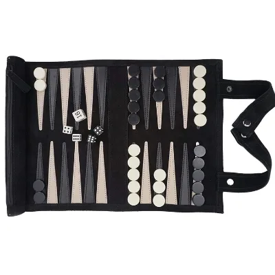 Custom New Design Roll up Suede Felt Backgammon Game for Travel Leather Backgammon Set