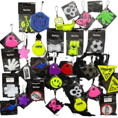 Safety Warning Reflective Pendant PVC Keychain Key Holder with High Visibility Reflective Material