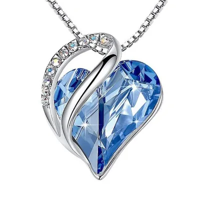 Custom Eternal Love Heart Pendant Necklace with Birthstone Crystals Jewelry Gifts Necklace for Women