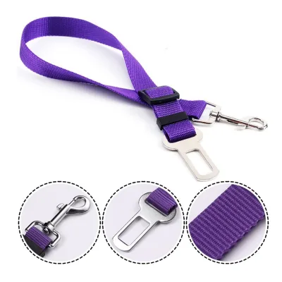 Adjustable Nylon Dog Harness Comfortable Pet Collar Leash with Solid Pattern Safety Car Seat Belt Compatible Ribbon Decorations