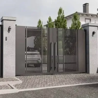 High Quality Customized Retractable Outdoor Garden Aluminum Gate Automatic Gate Hardware Opening Patio Villa Door Swing Style