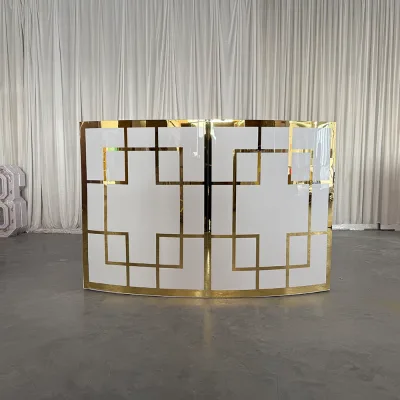 FSDKX Wedding Mirror Bar Counter Table Party Bar Table Juice Cocktail Crystal Decoration Gold Stainless Steel