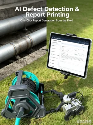 Sewer Pipeline Crawler Inspection Robot Remote Control 4K Camera IP68 Waterproof Air Pressure Monitoring Adjustable Lift Drain