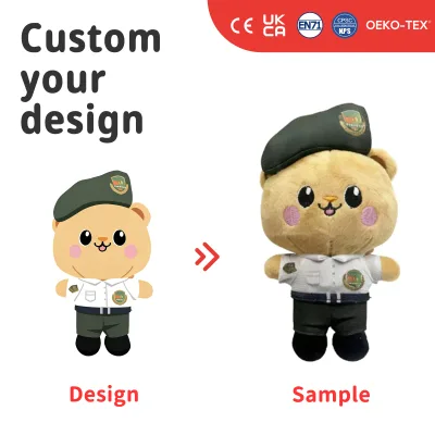 Custom Police Bear Plush Toy OEM ODM Personalized Uniform Teddy Bear Stuffed Animal Mascot Promotional Gift Doll