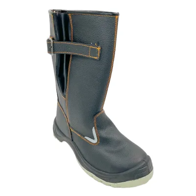 High Cut Cow Split Leather Upper Pu Sole Composite Toe Puncture Proof Work Safety Boots for Men