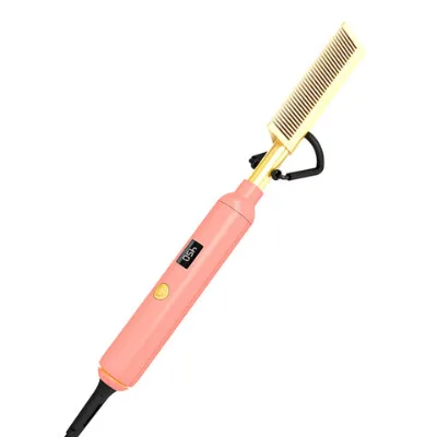 2 in 1 Hair Straightener Hot Comb Flat Irons Straightening Brush Heating Comb Hair Straight Styler, small portable