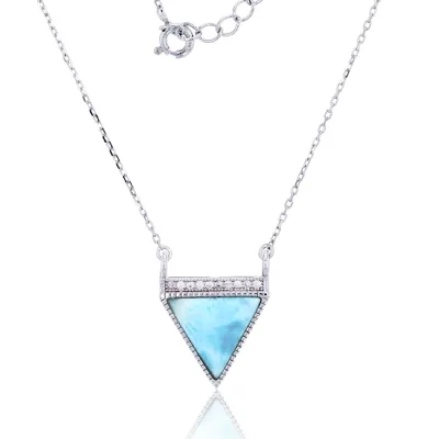 Triangle Classy Adjustable Chain Natural Larimar Sterling Silver Necklace S925 Jewelry Gsmstone Necklace