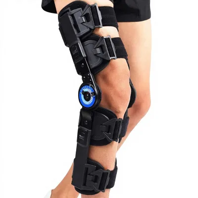 Orthomen Hinged ROM Knee Brace Adjustable Post Op Immobilizer ACL MCL Recovery Walking Exercises Ambidextrous Single Stabilizer