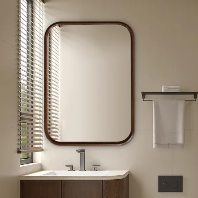 Wood Frame North America Wall Hung Home Smart Wall Mounted Mirror Bathroom Designer Art Bath Mirror