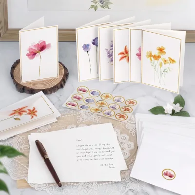 Wholesale YS Kraft Wallet Envelopes 30 Pack Elegant Gold Foil Perfect Stationery Set All Occasions 5 Assorted Floral Designs