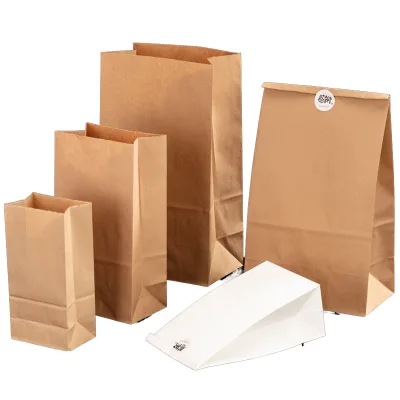 Wholesale Food Grade Kraft Paper Eight-Side Sealing Stand up Pouch Heat Seal Oil Proof Storage Bag for Bread Burger Doughnuts
