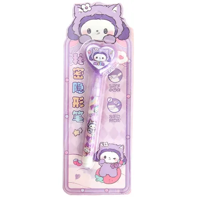 Cute Cat Cartoon Fun UV Colorless Magic Luminous Pen Invisible Highlighter Light for Children's Promotional Pen