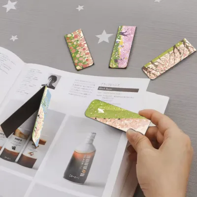 A Set of 5 Tulip Cherry Blossom Landscape Series Magnetic Bookmarks Creative Folding Flowers Magnetic Bookmarks