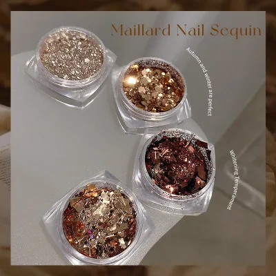 Maillard-style Nail Sequin Accessories Popular Autumn Winter Brown Coffee Champagne Color Nail Fragments Glitter