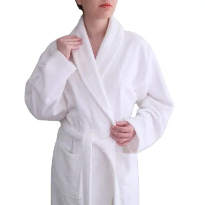 Wholesale 100% Cotton Terry Bathrobe Luxury Hotel Spa Towelling Bath Robe Soft Plush Shawl Collar for Hotel Use
