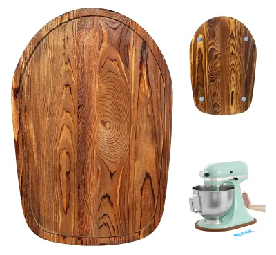 Tray Mats Wooden Mixer Slider Mat for kitchenaid Stand Mixer Charred Wood Appliance Sliding Tray for Coffee Maker air Fryer
