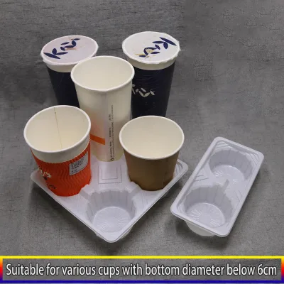 Wholesale Eco Plastic Takeaway Cup Tray Holder 2 3 4 6 Compartment Stackable Boba Milk Tea Packaging Holder for Juice Coffee