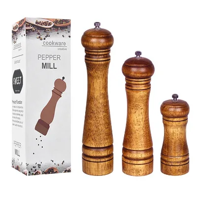 Wooden Bottle Salt and Pepper Grinder Set Kitchen Seasoning Salt and Pepper Grinder Wood for Kitchen Usage