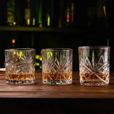 Wholesale Creative Carved Rock Whisky Glass Snifter Whisky Glass 4-piece Whiskey Gift Box