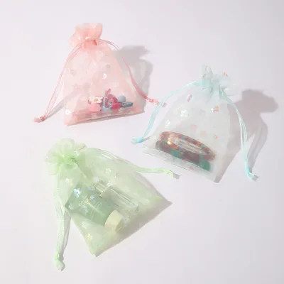 Wholesale Daisy Organza Gift Bag with Ribbon Drawstring Jewelry Storage Pouch Grocery Cosmetics Candy Storage Bag Customized
