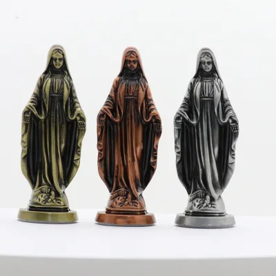 Catholic Virgin Mary Statue Figurine, Our Lady of Grace Religious Sculpture Home Decor, Antique Finish 3 Colors