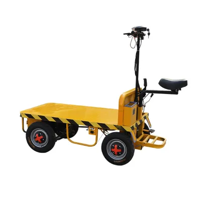 Electric Four-Wheel Reverse Riding Donkey Lithium Hand Push Stall Transport Vehicle Flatbed Truck Construction Steel Platform