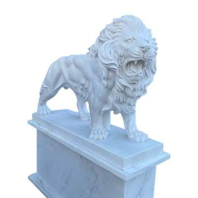 High-Quality Majestic Marble Lion Figurine Classic European-Style Stone Artwork for Villa and Public Square Decoration