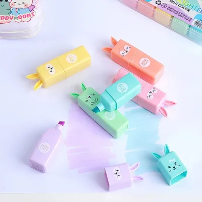 Creative Mini Rabbit Highlighter Marker Pen Air Ink for Paper Writing for Journal Pen Drawing Children's Color Pen