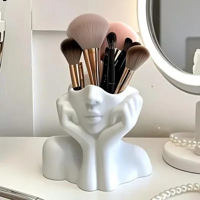 Cross-border multi-functional human body art shaping storage cylinder, desktop makeup brush bucket, office pen holder