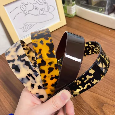 Leopard Print Acetate Wide-edge Toothed Anti-slip Wide-edge Headband Fashionable and Simple High Quality Hair Accessory