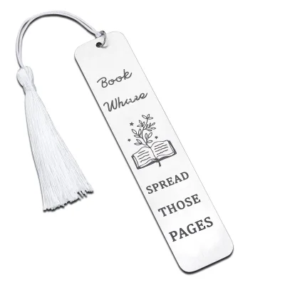 Cute Stainless Steel Crafts Bookmark with Leather Book Cover Wholesale Business School Office School Supplies for Gift Packaging