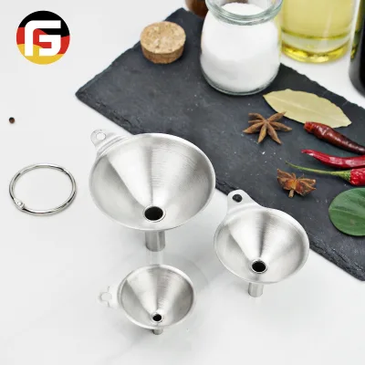 Hot Selling Set of 3 Small Stainless Steel Funnel Set  with Removable Strainer