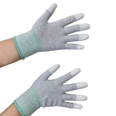 Hot Sell 13 Gauge Seamless Assembly Antistatic Carbon Fiber Pu Top Fit Esd Anti-static Cleanroom Polyester Working Gloves