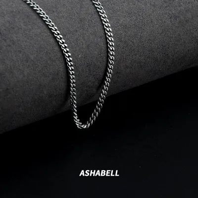 S925 Sterling Silver Cuban Chain Necklace for Men and Women Hiphop Clavicle Chain Silver Cuban Chain