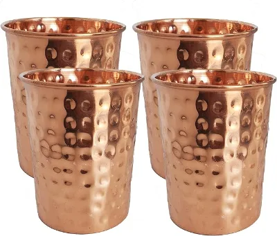 Handmade Premium Unlined 99% Pure Copper Mugs Moscow Mule Tumblers Minimalist Design Pack of 4 Pure Copper Hammered