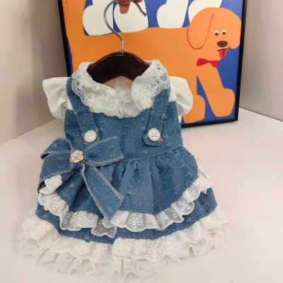 Spring Autumn Sweet Cartoon Printed Dress for Dogs and Cats, Cute Fashion Pet Princess Daily Casual Apparel