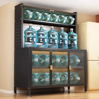Freestanding Metal Cupboard with Adjustable Shelf Pegboard Wall Louvered Door for Home or Balcony Storage