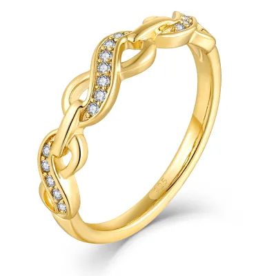 LULUFOCUS New Classic Popular 925 Sterling Silver Ring Minimalist Geometric Zircon Finger Ring 18K Gold Plated Rings For Women