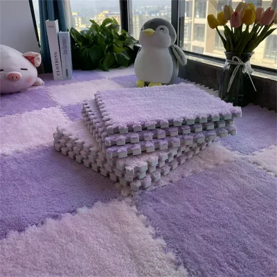 Soft Plush Foam Puzzle Pad, Long Haired Carpet, Puzzle Interlocking Warm Game Pad 30CM