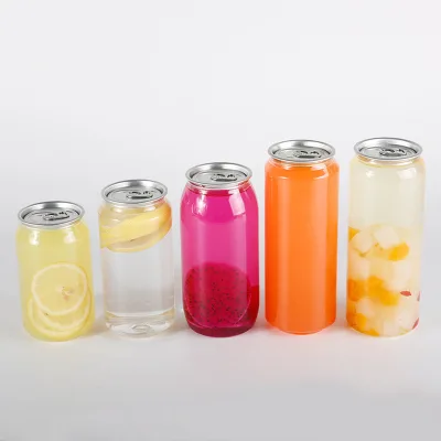250ml 330ml 400ml 500ml Transparent Empty Zip-top Can Pop-top Cosmetic Containers PET Plastic Bottle for Food Grade Use