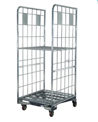 Logistics Handling Steel Roller Container 5 "Silent Rubber Wheel Wire Mesh Carts at Best Price