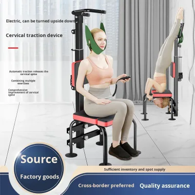 Electric Steel Cervical Traction Chair Stretcher with Inverted Stool Corrector and Neck Protection Model