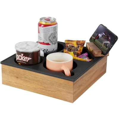 Multi-functional Rustic Couch Sofa Armrest Cup Holder Bamboo Couch Arm Snack Tray Organizer