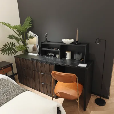 Solid Wood Assembled Dressing Table Vanity Cabinet North American Black Walnut Veneer Finish Beihui Design for Bedroom Hotel